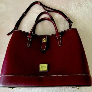 Saffiano leather Perry Boudreaux satchel, 10x12.75x7.